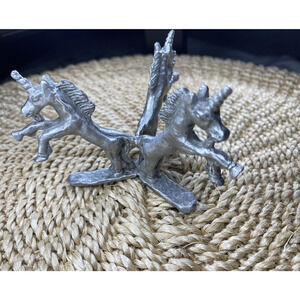 Vintage Pewter Mythical 3 Joined Unicorn Prism Holder Goth Room Decor Figurine